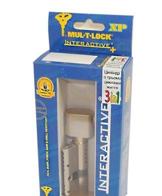Циліндр MUL-T-LOCK INTERACTIVE+ XP 110 мм (60x50T) Ключ-Тумблер 3in1 3KEY+1KEY+1KEY CAM30 Нікель сатин / Нікель сатин MTL7000001880 фото