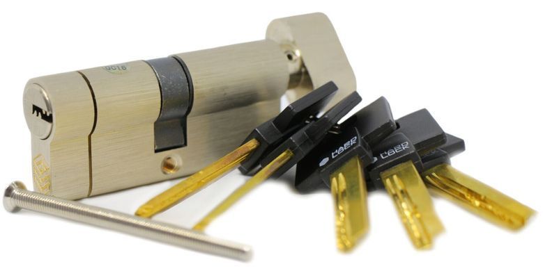 Дверний циліндр HardLock L-series 90мм (45х45Т) Сатин (ключ-тумблер) tsmhlkts-90-45x45t фото
