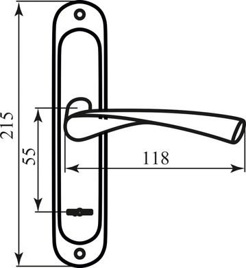 Ручка на планці BR-55 коричнева ключ (до механізму 968-55) (36763) 36763 фото
