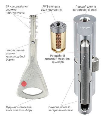 Циліндр ABLOY PROTEC2 HARD MOD 98 мм (42Hx56T) Ключ-Тумблер 3KEY CY333 CAM30 Хром полірований / Хром полірований ABL7000003092 фото