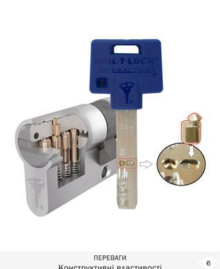 Циліндр MUL-T-LOCK INTERACTIVE+ 90 мм (35Zx55) Ключ-Тумблер ENTR 2KEY CAM30 Нікель сатин MTL7000015063 фото