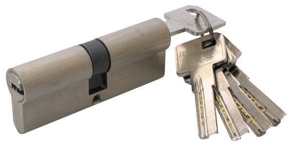 Циліндр дверний RDA 40/40мм лазерний 80мм 5 ключів матовий нікель (12075) 12075 фото